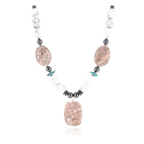 Certified Authentic Navajo .925 Sterling Silver White Howlite Jasper Native American Necklace 15897-6 Certified Authentic Navajo .925 Sterling Silver White Howlite Jasper Native American Necklace 15897-6