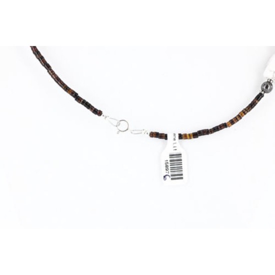 Certified Authentic Navajo .925 Sterling Silver White Howlite Jasper Native American Necklace 15897-6 Certified Authentic Navajo .925 Sterling Silver White Howlite Jasper Native American Necklace 15897-6