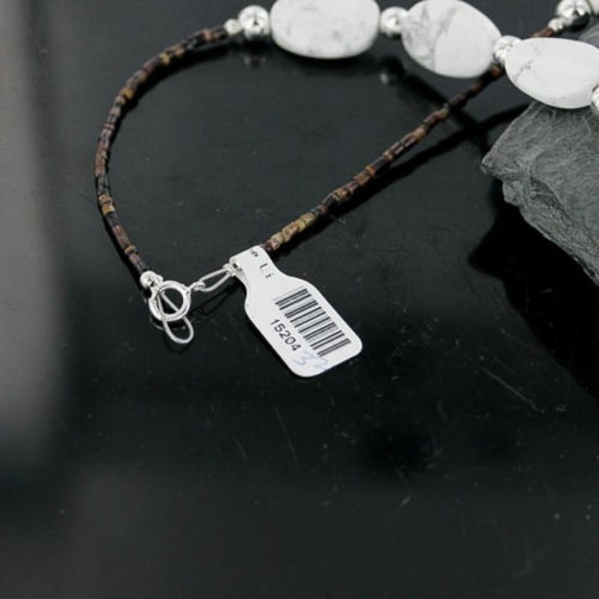 Certified Authentic Navajo .925 Sterling Silver White Howlite Jasper Native American Necklace 390728593004