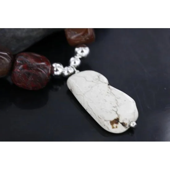 Navajo .925 Sterling Silver White Howlite Jasper Native American Necklace 390741118548 Navajo .925 Sterling Silver White Howlite Jasper Native American Necklace 390741118548