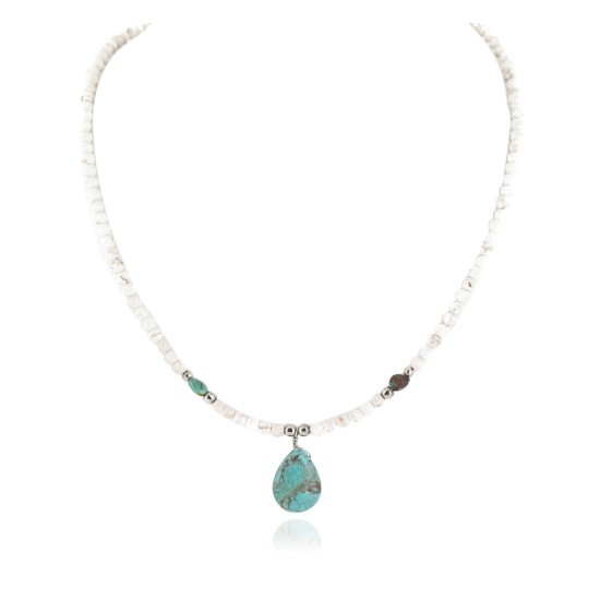 Certified Authentic Navajo .925 Sterling Silver White Howlite Native American Necklace 25232-2