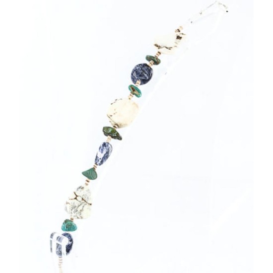 Certified Authentic Navajo .925 Sterling Silver White Howlite Turquoise Lapis Native American Bracelet 390760766394