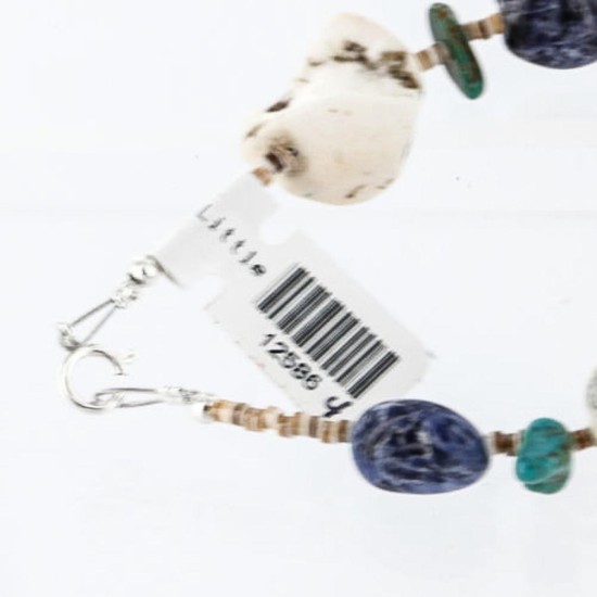 Certified Authentic Navajo .925 Sterling Silver White Howlite Turquoise Lapis Native American Bracelet 390760766394