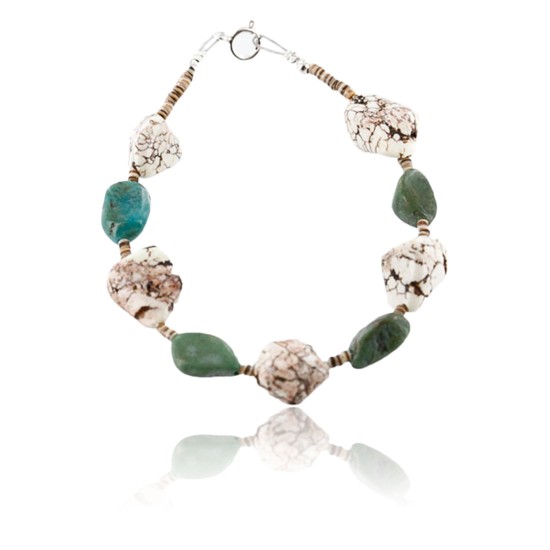 Certified Authentic Navajo .925 Sterling Silver White Howlite Turquoise Native American Bracelet 390769058673