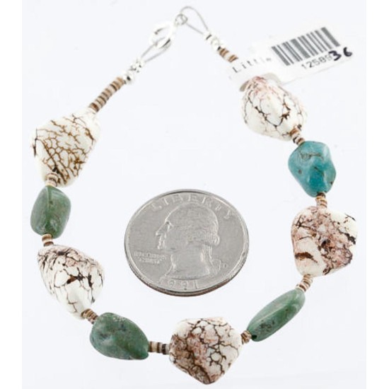 Certified Authentic Navajo .925 Sterling Silver White Howlite Turquoise Native American Bracelet 390769058673