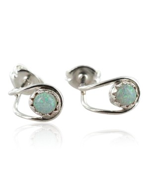 Certified Authentic Navajo .925 Sterling Silver White Opal Stud Native American Earrings 390912868329