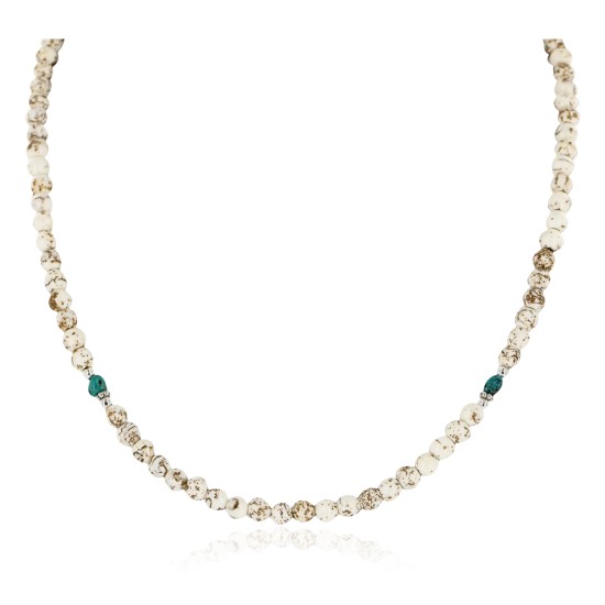 Certified Authentic Navajo .925 Sterling Silver WHITE Turquoise Native American Necklace 16044