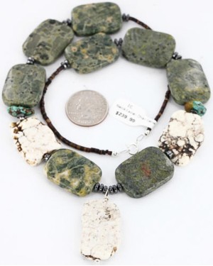 Certified Authentic Navajo .925 Sterling Silver WHITE Turquoise Turquoise Jasper 01 Native American Necklace 390797943089