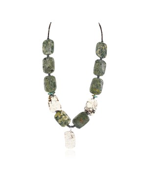 Certified Authentic Navajo .925 Sterling Silver WHITE Turquoise Turquoise Jasper 01 Native American Necklace 390797943089