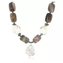 Navajo .925 Sterling Silver WHITE Turquoise Turquoise Jasper Native American Necklace 15860-2