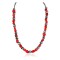 Certified Authentic Navajo .925n Sterling Silver HEMATITE and CORAL Neckalce Native American Necklace 25214-103