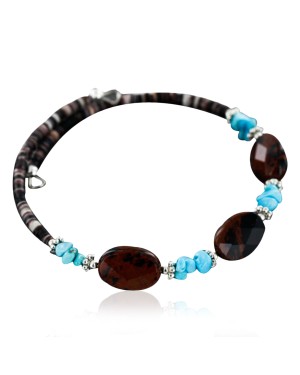 Certified Authentic Navajo beauty Turquoise and Carnelian Native American WRAP Bracelet 12746