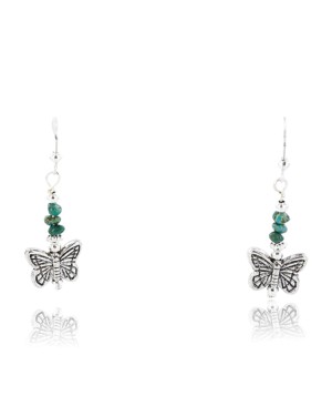 Certified Authentic Navajo Butterfly .925 Sterling Silver Hooks Natural Turquoise Native American Earrings 371037418388