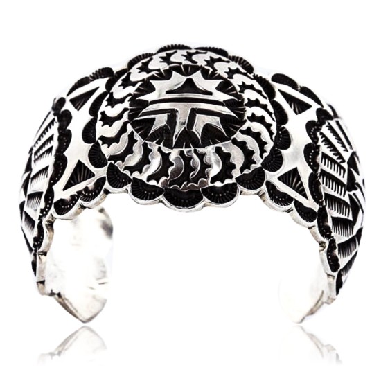 Certified Authentic Navajo Carved .925 Sterling Silver Signed MT Native American Bracelet 371045853504
