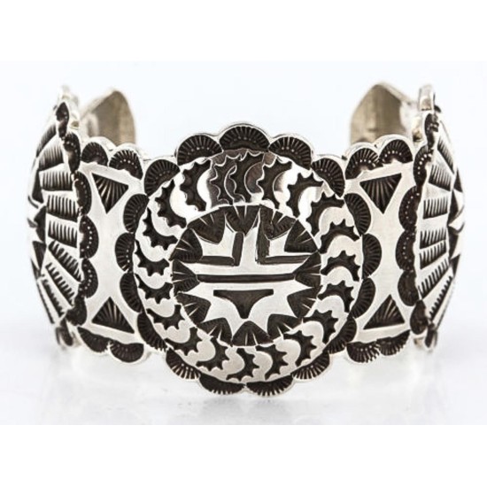 Certified Authentic Navajo Carved .925 Sterling Silver Signed MT Native American Bracelet 371045853504