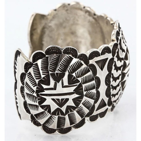 Certified Authentic Navajo Carved .925 Sterling Silver Signed MT Native American Bracelet 371045853504
