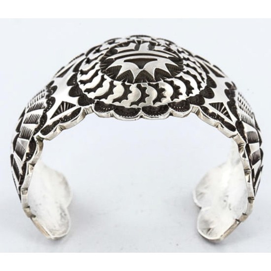 Certified Authentic Navajo Carved .925 Sterling Silver Signed MT Native American Bracelet 371045853504