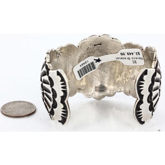 Certified Authentic Navajo Carved .925 Sterling Silver Signed MT Native American Bracelet 371045853504
