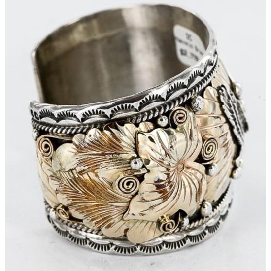 Certified Authentic Navajo Carved EAGLE .925 Sterling Silver and 12kt Gold Filled Native American Bracelet 390822304755