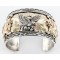 Certified Authentic Navajo Carved EAGLE .925 Sterling Silver and 12kt Gold Filled Native American Bracelet 390822304755
