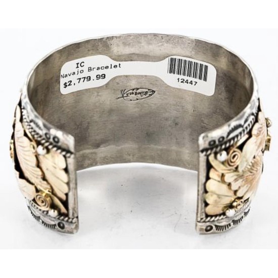 Certified Authentic Navajo Carved EAGLE .925 Sterling Silver and 12kt Gold Filled Native American Bracelet 390822304755