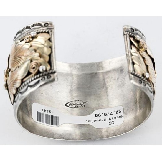Certified Authentic Navajo Carved EAGLE .925 Sterling Silver and 12kt Gold Filled Native American Bracelet 390822304755
