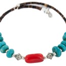 Navajo Coral Heishi Native American Adjustable Wrap Bracelet 13151-28