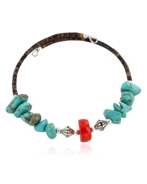 Certified Authentic Navajo Coral Heishi Native American Adjustable Wrap Bracelet 13151-51