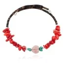 Navajo Coral Natural Pink Quartz Heishi Native American Adjustable Wrap Bracelet 13151-6