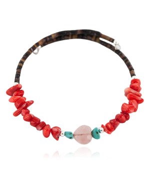 Certified Authentic Navajo Coral Natural Pink Quartz Heishi Native American Adjustable Wrap Bracelet  13151-6