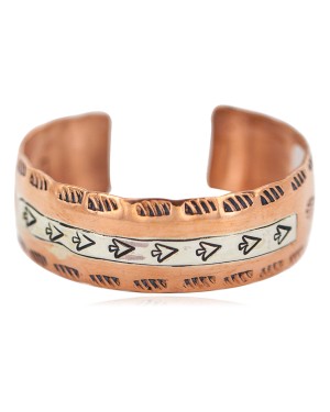 Certified Authentic Navajo Feather Arrow head .925 Sterling Silver Handmade Native American Pure Copper Bracelet 92012
