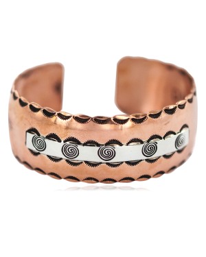 Certified Authentic Navajo Feather Maze .925 Sterling Silver Handmade Native American Pure Copper Bracelet  92005-11
