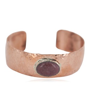 Certified Authentic Navajo Hammered Handmade Navajo Natural Charoite Native American Pure Copper Bracelet 13142-3