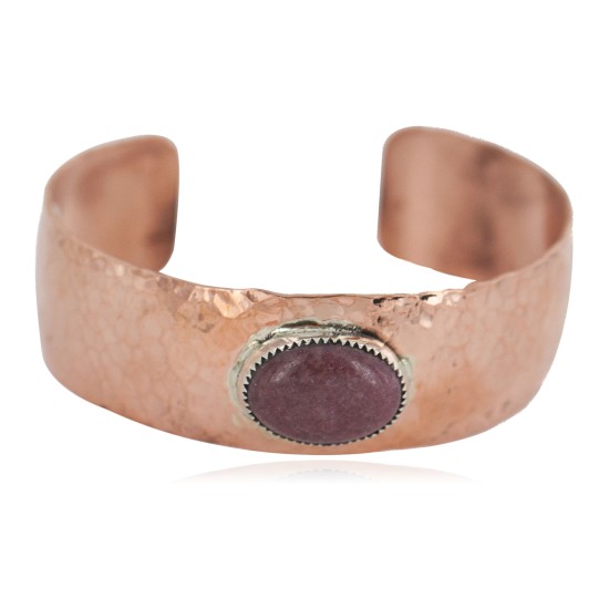 Certified Authentic Navajo Hammered Handmade Navajo Natural Charoite Native American Pure Copper Bracelet 13142-3