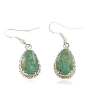 Certified Authentic Navajo Handmade .925 Sterling Silver Natural Turquoise Native American Dangle Earrings 97006-4