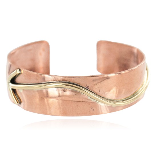 Certified Authentic Navajo Handmade Brass Native American Pure Copper Bracelet 13134