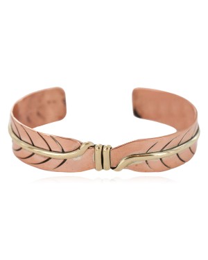 Certified Authentic Navajo Handmade Brass Native American Pure Copper Bracelet 24499-2