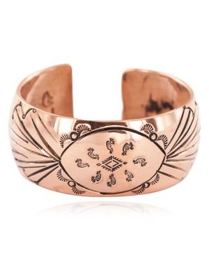Certified Authentic Navajo Handmade Kokopelli Native American Pure Copper Bracelet 13136-2
