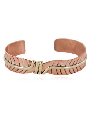 Certified Authentic Navajo Handmade Native American Pure Copper Brass Bracelet 24499-1