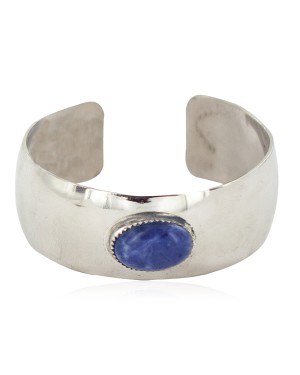 Certified Authentic Navajo Handmade Natural Lapis Native American Nickel Bracelet 13124-2