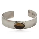 Navajo Handmade Natural Tigers Eye Native American Nickel Bracelet 24494-11