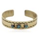 Certified Authentic Navajo Handmade Natural Turquoise Native American Brass Bracelet 24495-2