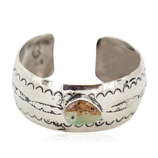 Certified Authentic Navajo Handmade Natural Turquoise Native American Nickel Bracelet 13082-2 Certified Authentic Navajo Handmade Natural Turquoise Native American Nickel Bracelet 13082-2