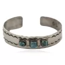 Navajo Handmade Natural Turquoise Native American Nickel Bracelet 24494-12