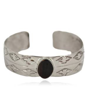 Certified Authentic Navajo Handmade Navajo Natural Tigers Eye Native American Nickel Bracelet 13141-2