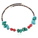 Navajo Heishi Coral Native American Adjustable Wrap Bracelet 13151-10