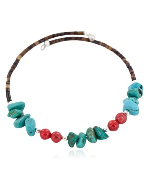 Certified Authentic Navajo Heishi Coral Native American Adjustable Wrap Bracelet 13151-10