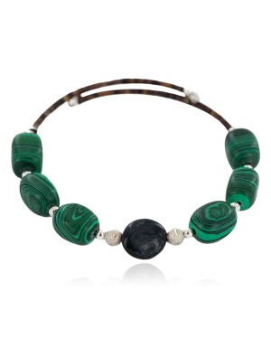 Certified Authentic Navajo Heishi Malachite Green Jasper Native American Adjustable Wrap Bracelet 13159-1
