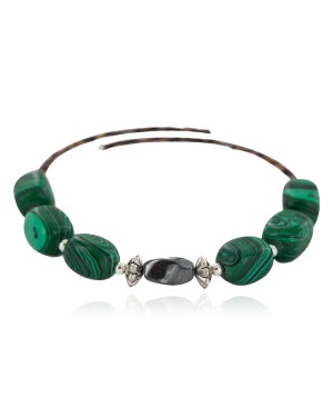 Certified Authentic Navajo Heishi Malachite Hematite Native American Adjustable Wrap Bracelet 13166-2