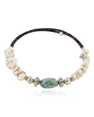 Certified Authentic Navajo Heishi White Howlite Native American Adjustable Wrap Bracelet 13161